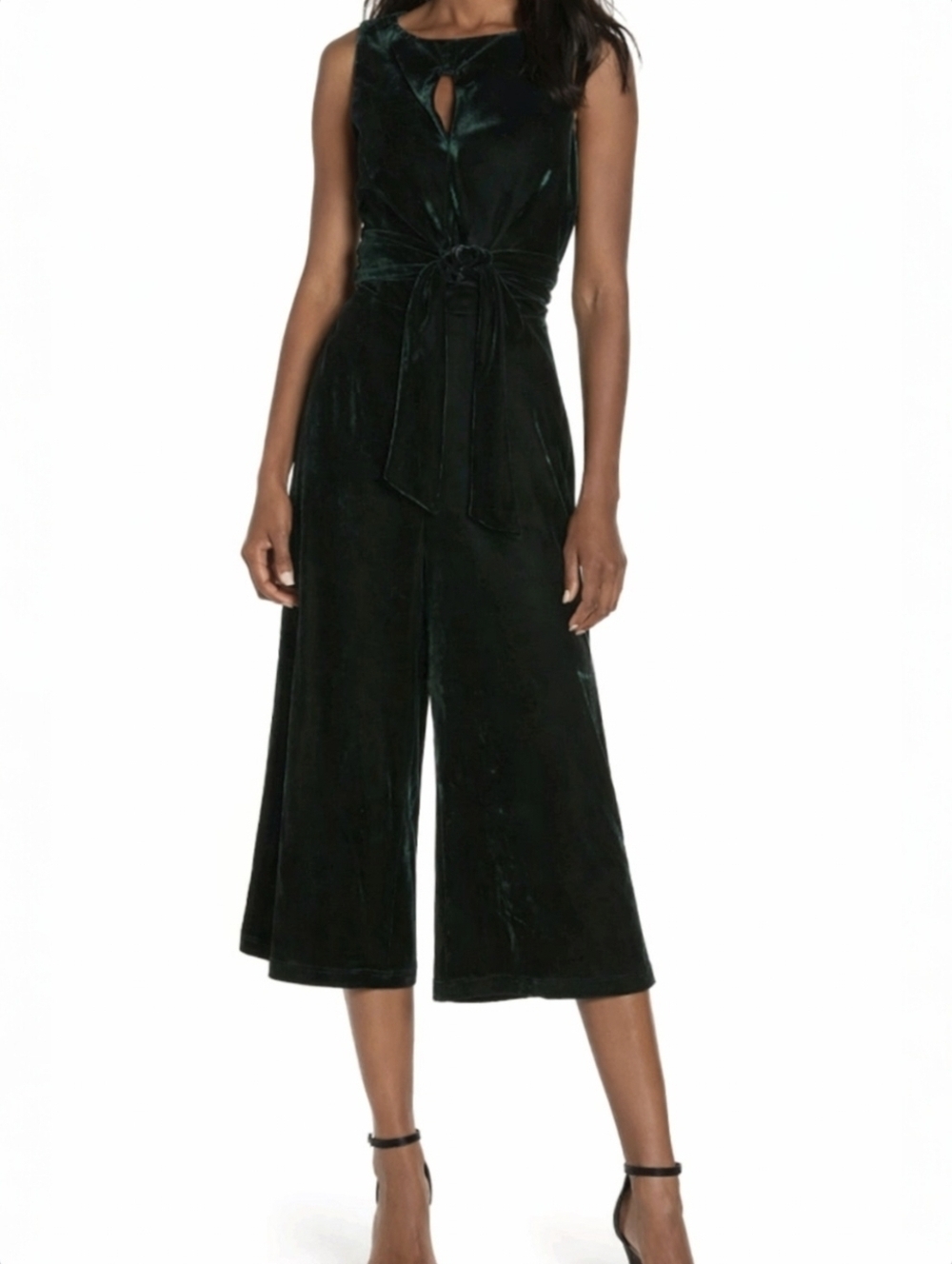 Adelyn Rae Velvet Jumpsuit Wide Leg Sleeveless Hunter Green Formal NWT Medium
